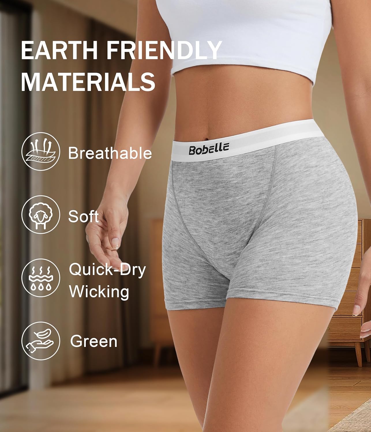 Merino Wool Boxer Briefs for Women, Soft Women's Boyshort Underwear, Moisture Wicking Boxershort Panties 3 Packs - Image 4