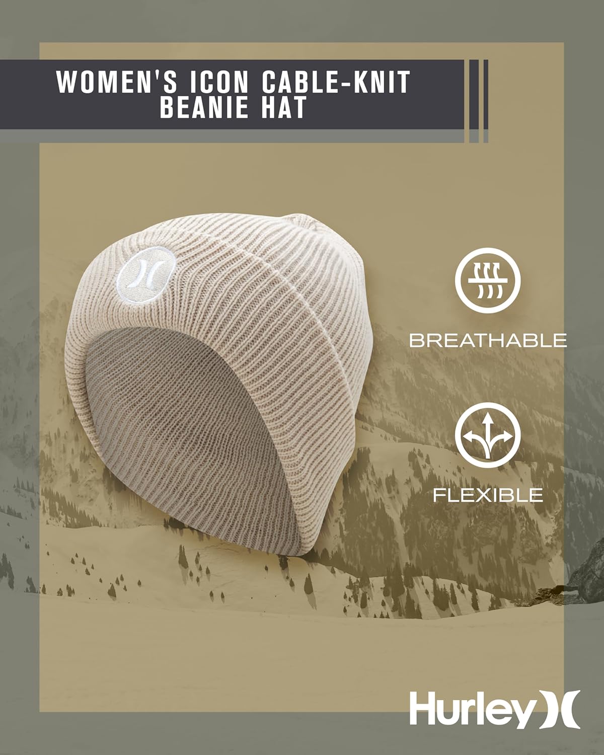 Hurley Beanie for Men Women - Classic Cable Knitted Skull Cap, Lightweight Winter Hat for Men and Women - Image 2