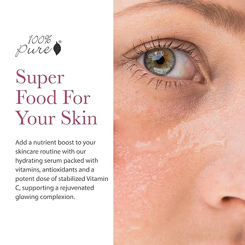 Miniatura 2 de 100% PURE Suero facial de vitamina C hidratante para el cuidado de la piel con aloe ALA + aceite de vitamina E - Reafirmante y corrige diariamente