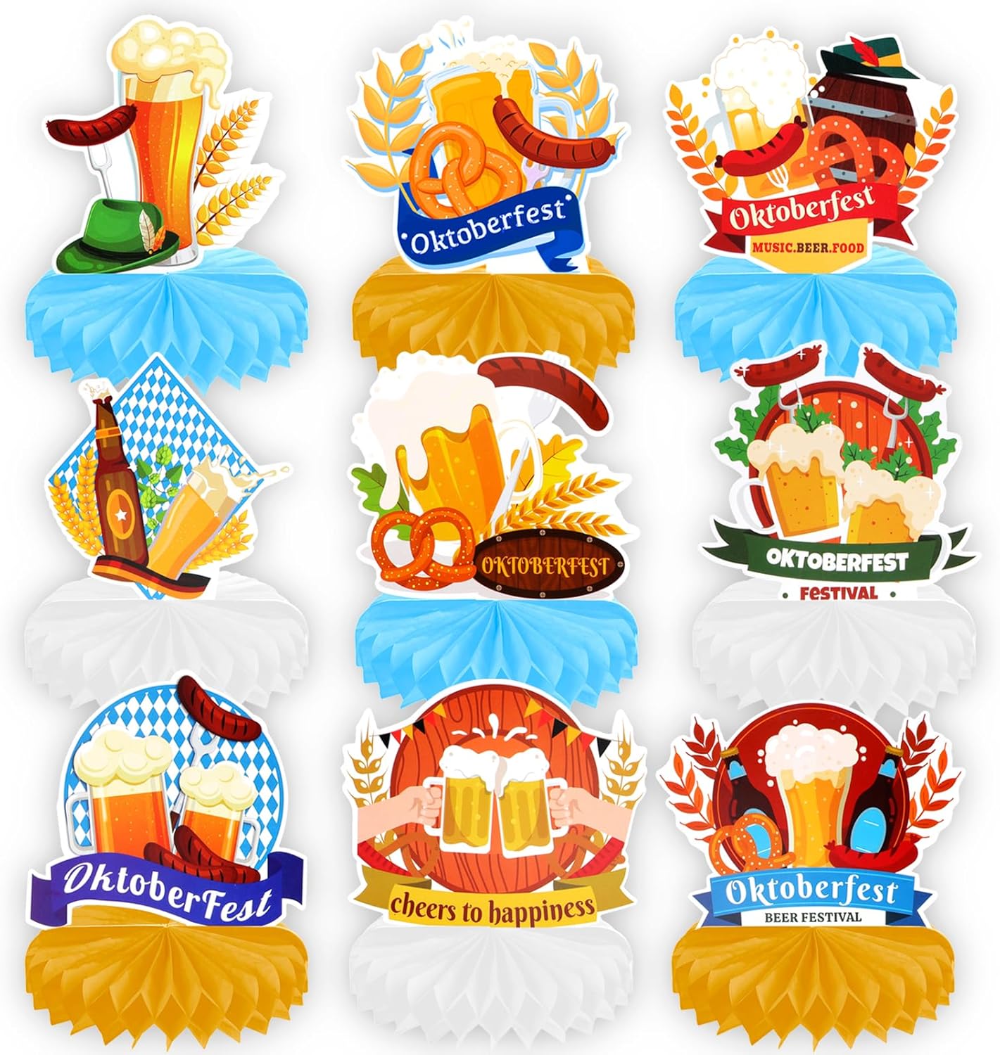 HOWAF 9pcs Oktoberfest Party Centerpieces, German