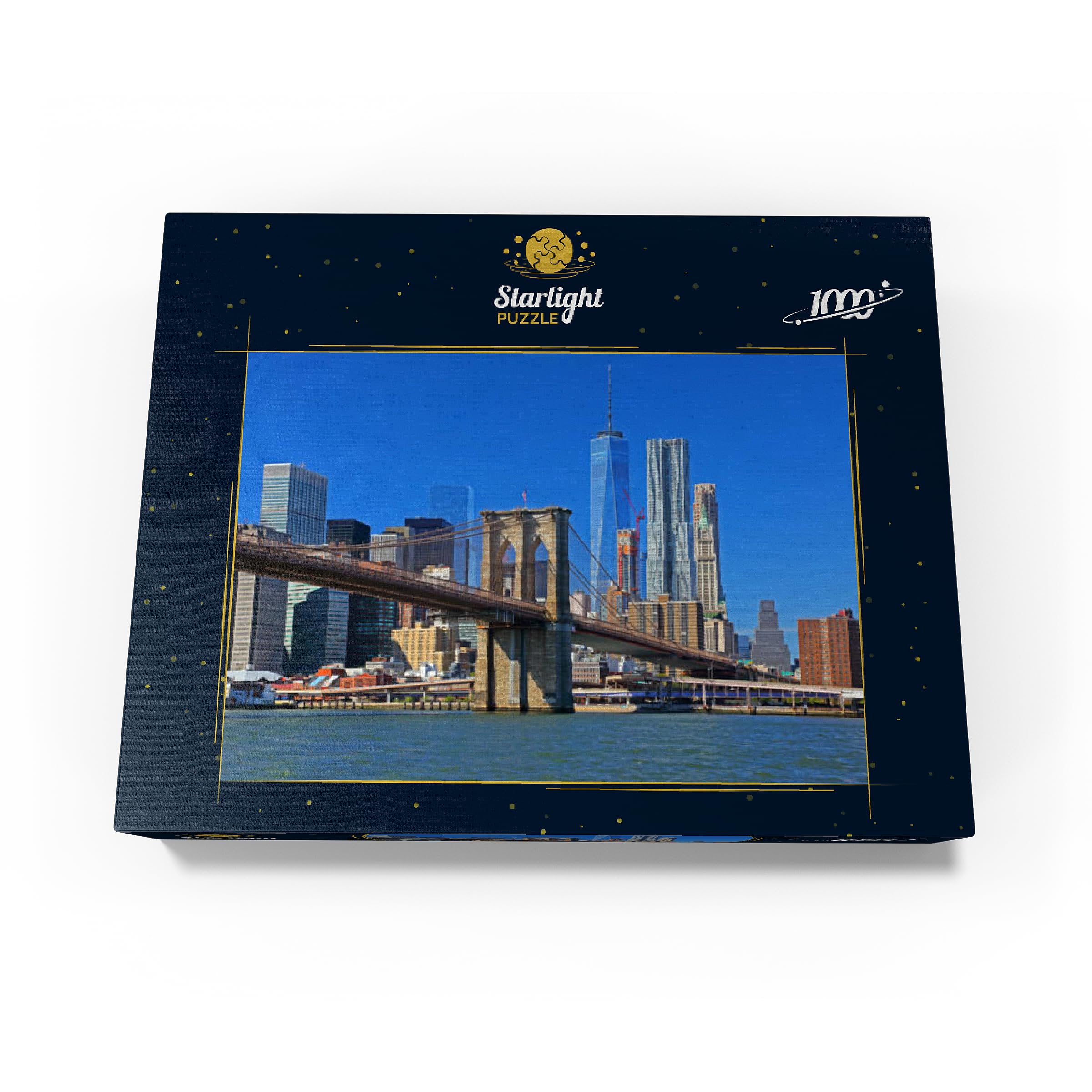MyPuzzle View to Brooklyn Bridge with One World Trade Center, Manhattan, New York City, USA with Blue Sky – Puzzle de qualité supérieure de 1000 pièces pour adultes