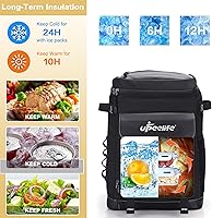 Vista 2 de Mochila enfriadora, mochila para 42 latas, a prueba de fugas, bolsa térmica aislada, mochila ligera para hielera, mochila de almuerzo