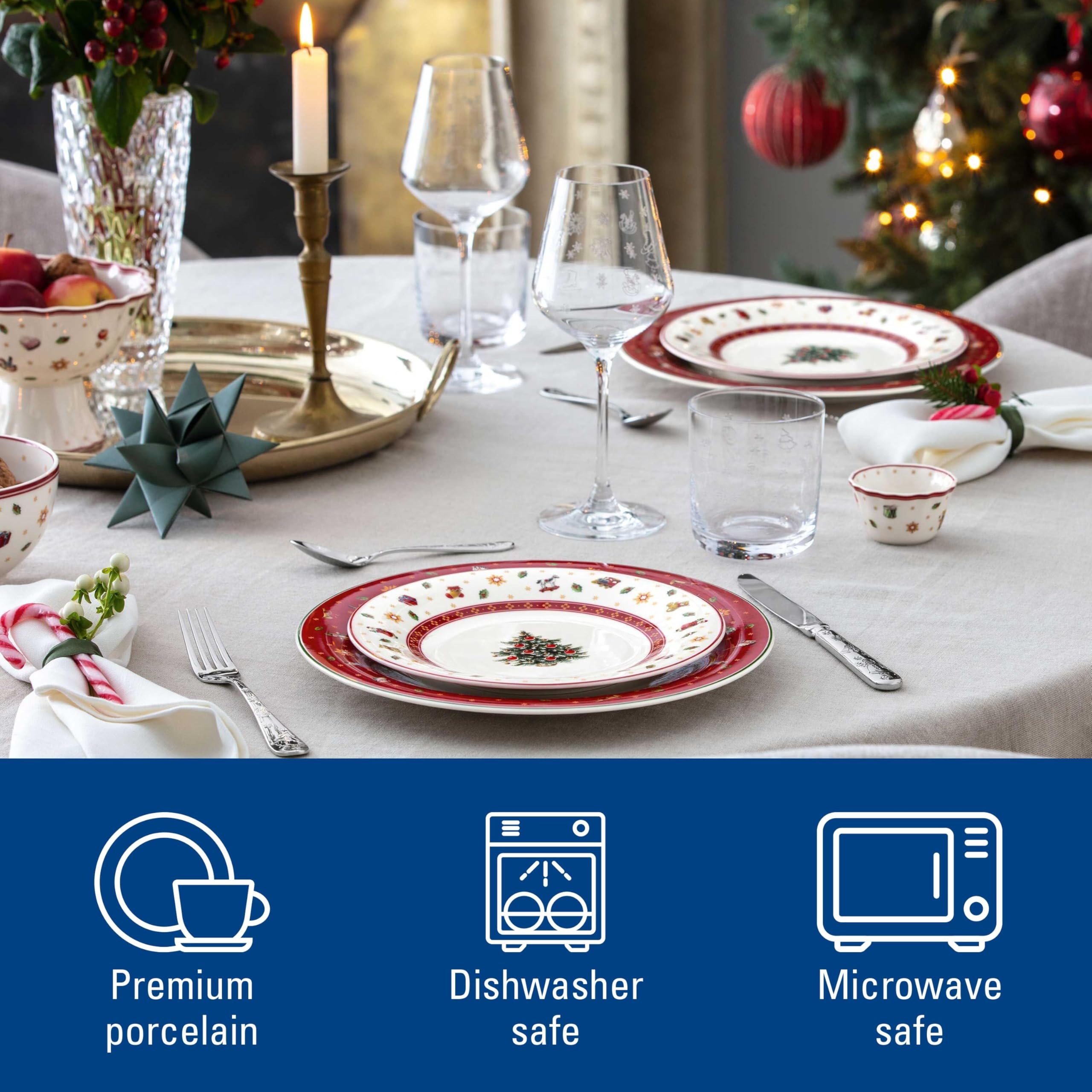 Villeroy & Boch – Toy's Delight Specials Talerz śniadaniowy, świąteczna zastawa stołowa z porcelany premium, zabawny motyw świąteczny, idealny do łączenia i na prezent, wyprodukowany w Niemczech