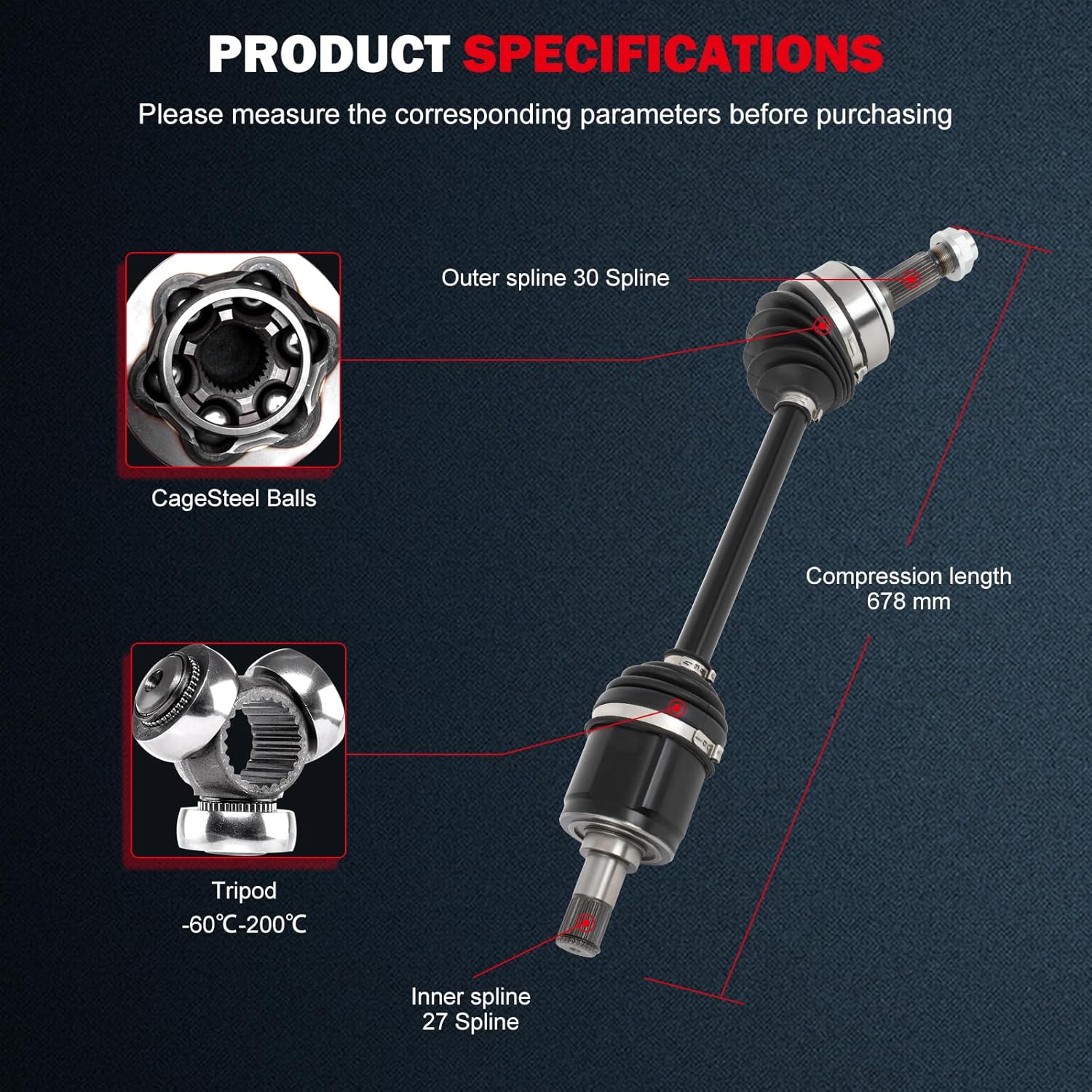 CCIYU 66-4250 Front CV Axle Shaft Assembly Fit For Honda Accord 2008-2015, Civic 2014 & Acura TSX 2009-2013, 1.8L 2.0L 2.4L,Front Left Driver Side