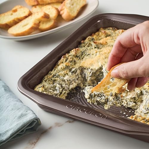 Miniatura 6 de Circulon Bandeja antiadherente para hornear  molde antiadherente para tartas, cuadrado, 9 pulgadas, marrón