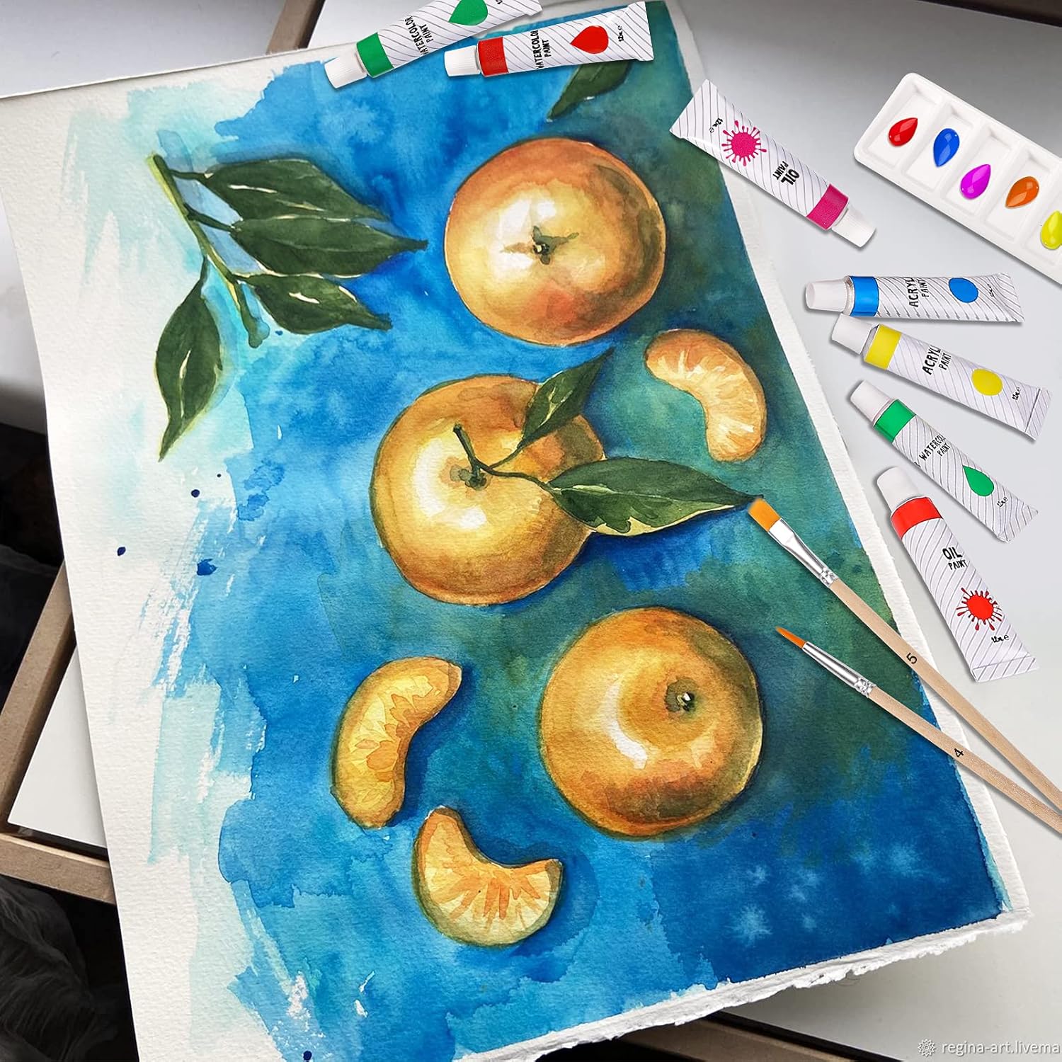 Vigorfun Art Set in Wooden Case with 2 Sketch Pads, Soft & Oil Pastels, Acrylic & Watercolor Paints, Water Color, Sketching, Charcoal & Colored Pencils, Watercolor Cakes and Tools : Arts, Crafts & Sewing