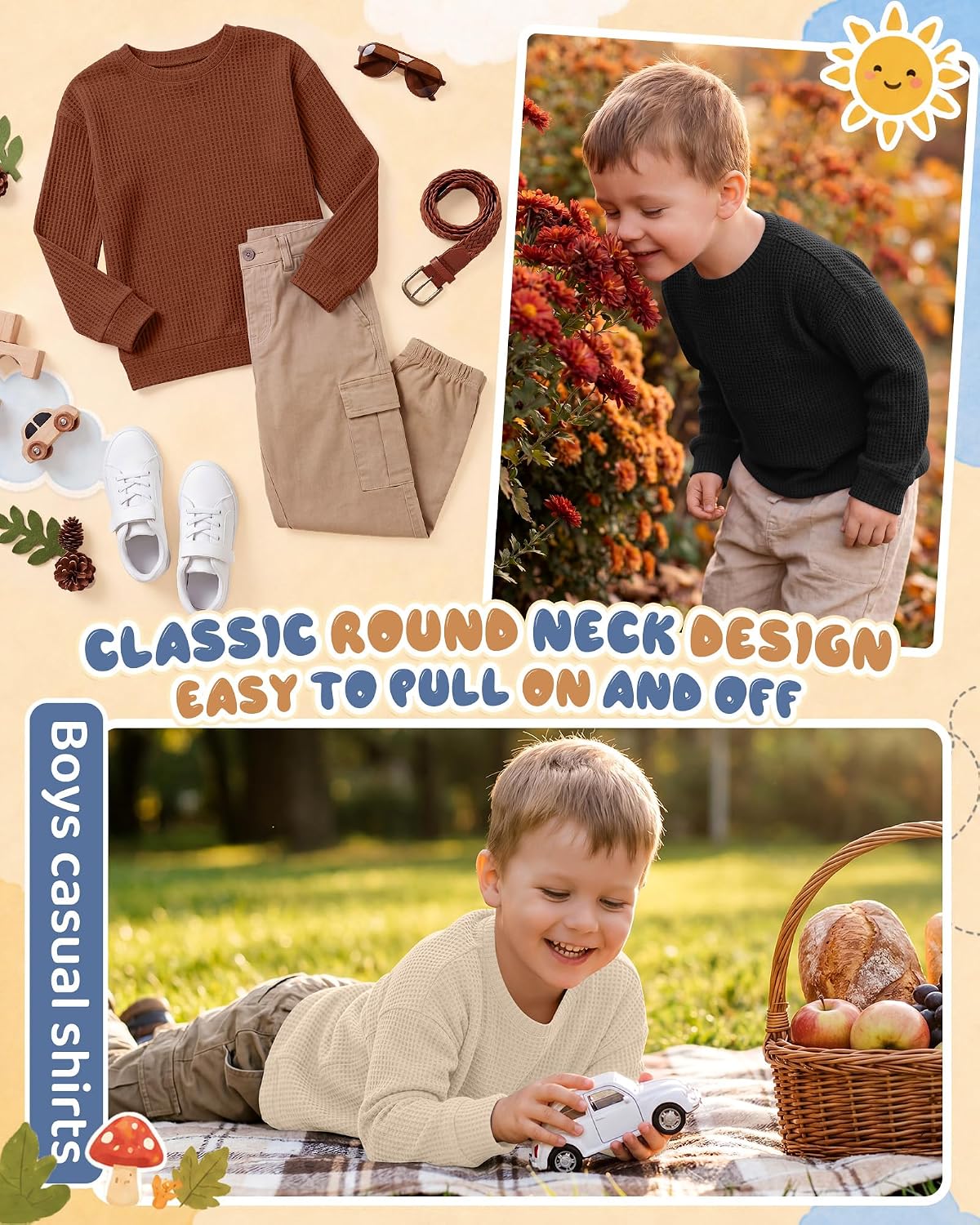 3 Pack Toddler Boy's Long Sleeve Shirts