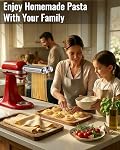 Pasta Maker Attachment for KitchenAid Stand Mixers, 3 in 1 Set Pasta Machine Attachment Included Pasta Sheet Roller, Spaghetti Cutter, Fettuccine Cutter | 3-in-1 for KitchenAid: Roller, spaghetti (2mm) & fettuccine (6mm) cutters in one sleek attachme