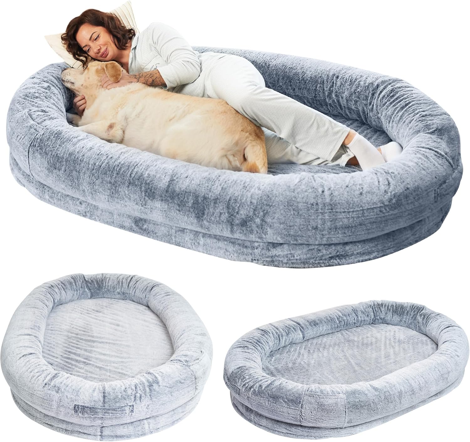 Human Dog Bed for Adults & Furry Friends Warm & Comfortable Human Sized Dog Bed Bean Bag Dog