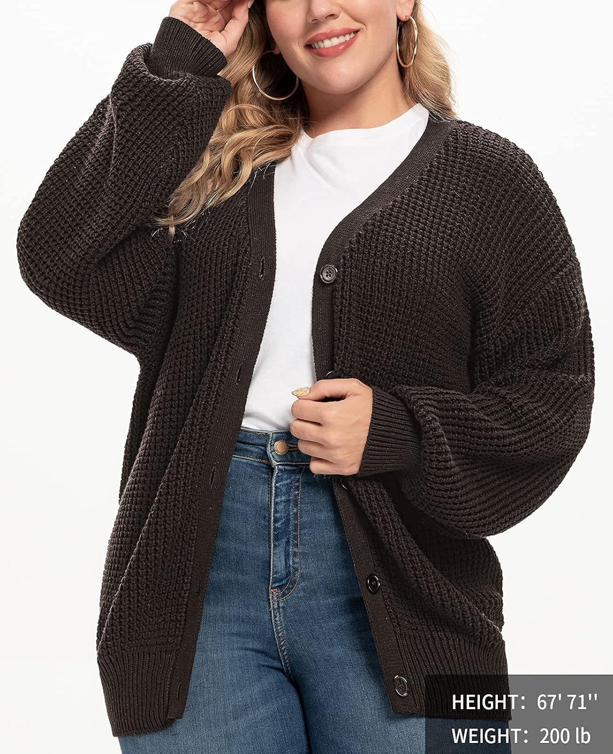 QUALFORT Cardigan Sweaters for Women 100% Cotton Button-Down Oversized Knit Outerwear Fall Tops for Women 2026 - Image 4