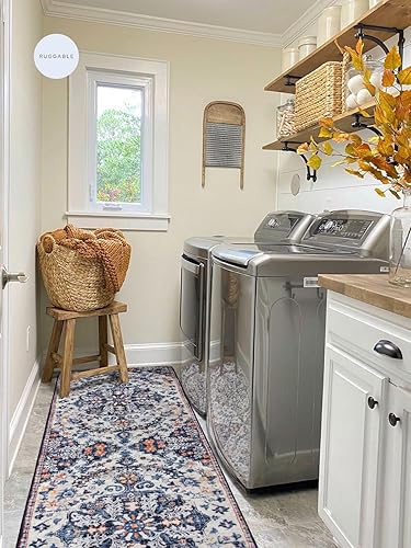 Miniatura 154 de Lahome Alfombra bohemia con medallón floral de 3 x 5 pies, suave, impresa, para baño, cocina, entrada, vestíbulo, vintage, antideslizante, lavable