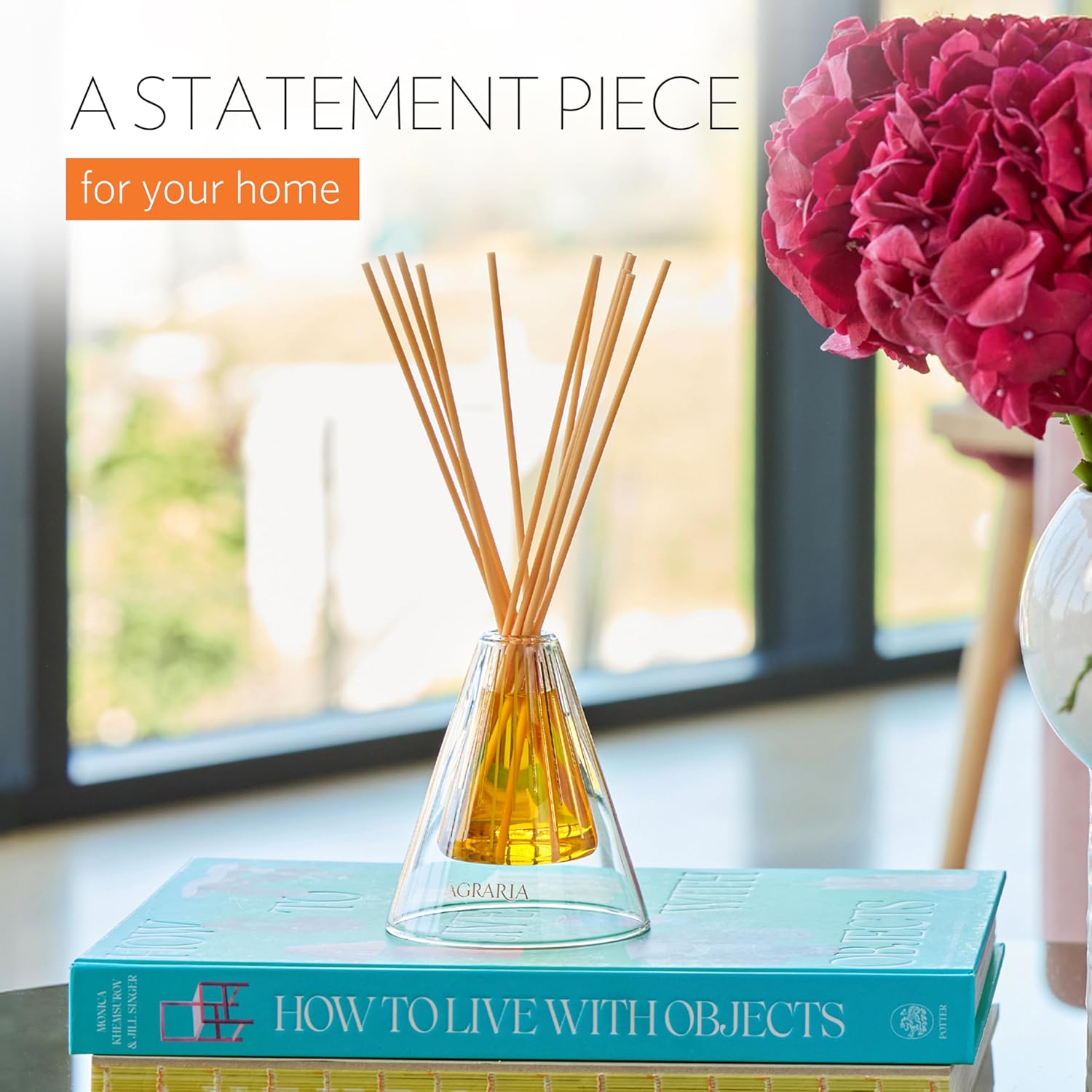 Agraria Bitter Orange Reed Diffuser Set, 12 Reeds Essential Oil Freshener Sticks, Scent Diffusers for Home Fragrance, Scented Oil Diffuser Gift Box