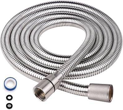 G-Promise 70 Inch Stainless Steel Long Shower Hose, Flexible and Tangle-Free, for Shower and Pet Shower, Clean Bathroom CornersBrushed Nickel