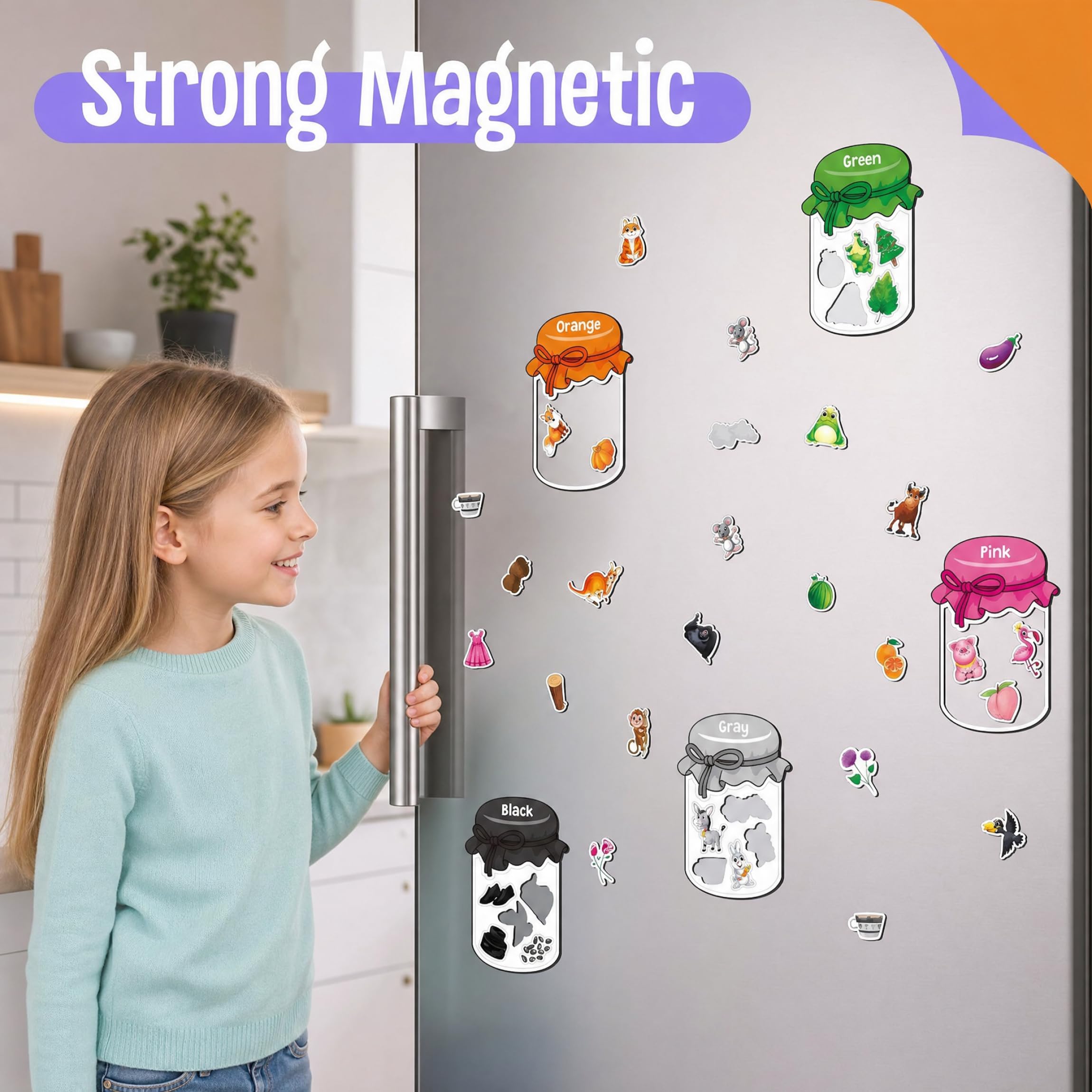 Aimants pour réfrigérateur pour Enfants 1 Ensemble d'aimants magnétiques de tri de Couleurs Puzzle magnétique Dessin animé pour l'éveil des Enfants