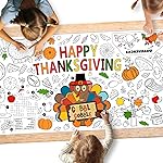Family Fun Thanksgiving Activity Poster - 31.5 x 72 Inches, Turkey-Themed Thanksgiving Day Party, Versatile Paper Coloring Banner/Table Cover for Fall School Parties and Special Events Decoration
