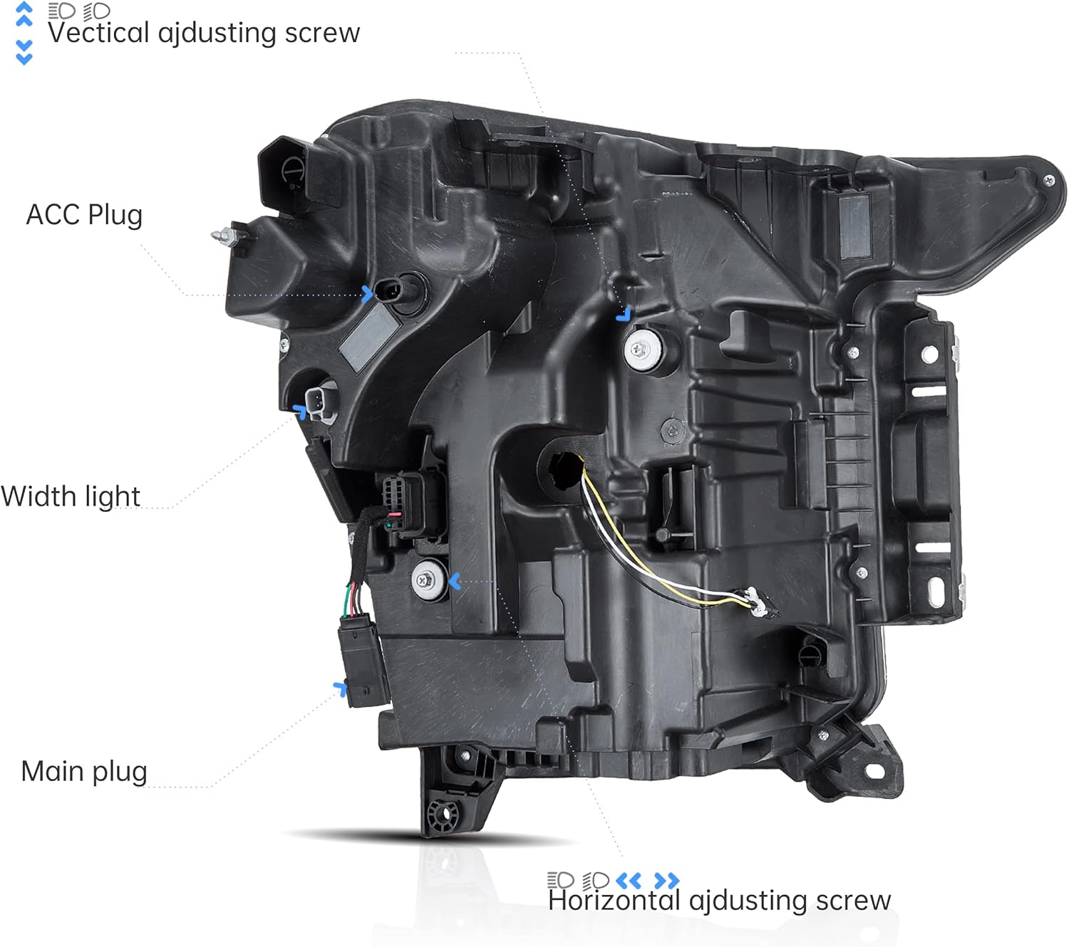 Rear View of VLAND Headlights for 2021-2023 Ford F-150
