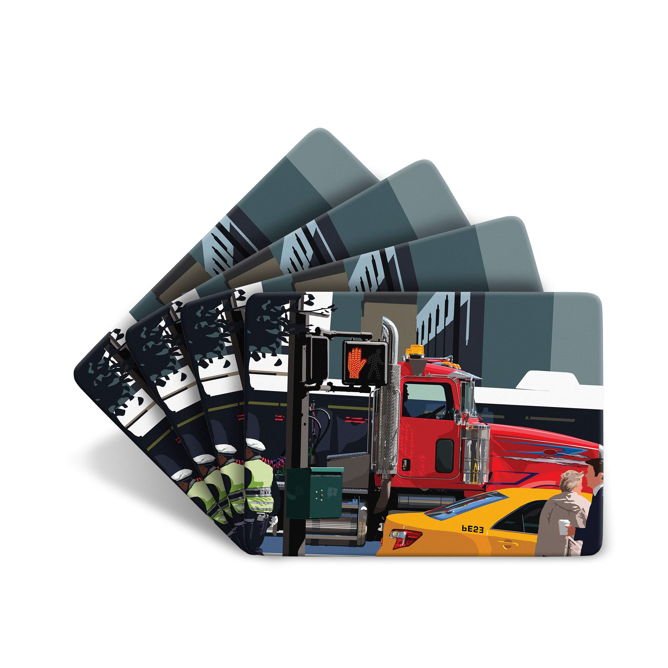 Leslie Gerry New York Truck Set of 4 Table Mats Placemat - American USA Gift