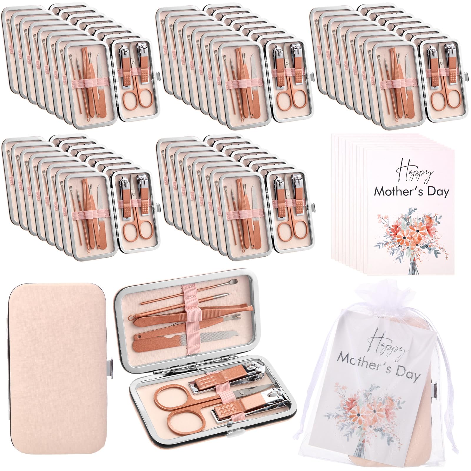 Lasnten Juego de 30 juegos de manicura a granel, kit de manicura a granel, cortaúñas y herramientas de belleza, juego portátil de acero inoxidable, kit de herramientas de manicura y pedicura para el