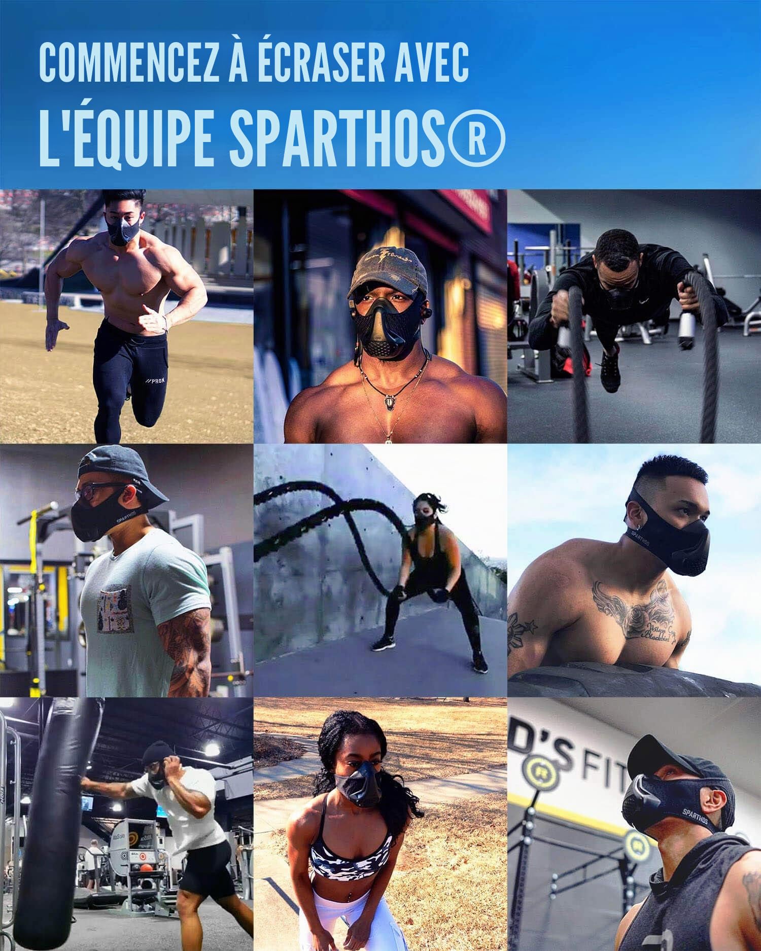 Sparthos Masque de haute altitude, simule les hautes altitudes, pour salle de sport, cardio, fitness, course à pied, endurance et entraînement HIIT, 16 niveaux de respiration