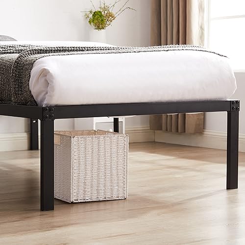 Miniatura 93 de Base de cama Vecelo, de 14 pulgadas, listones de acero resistente Plataforma metálica B,Plataforma plegable,Negro Metálico