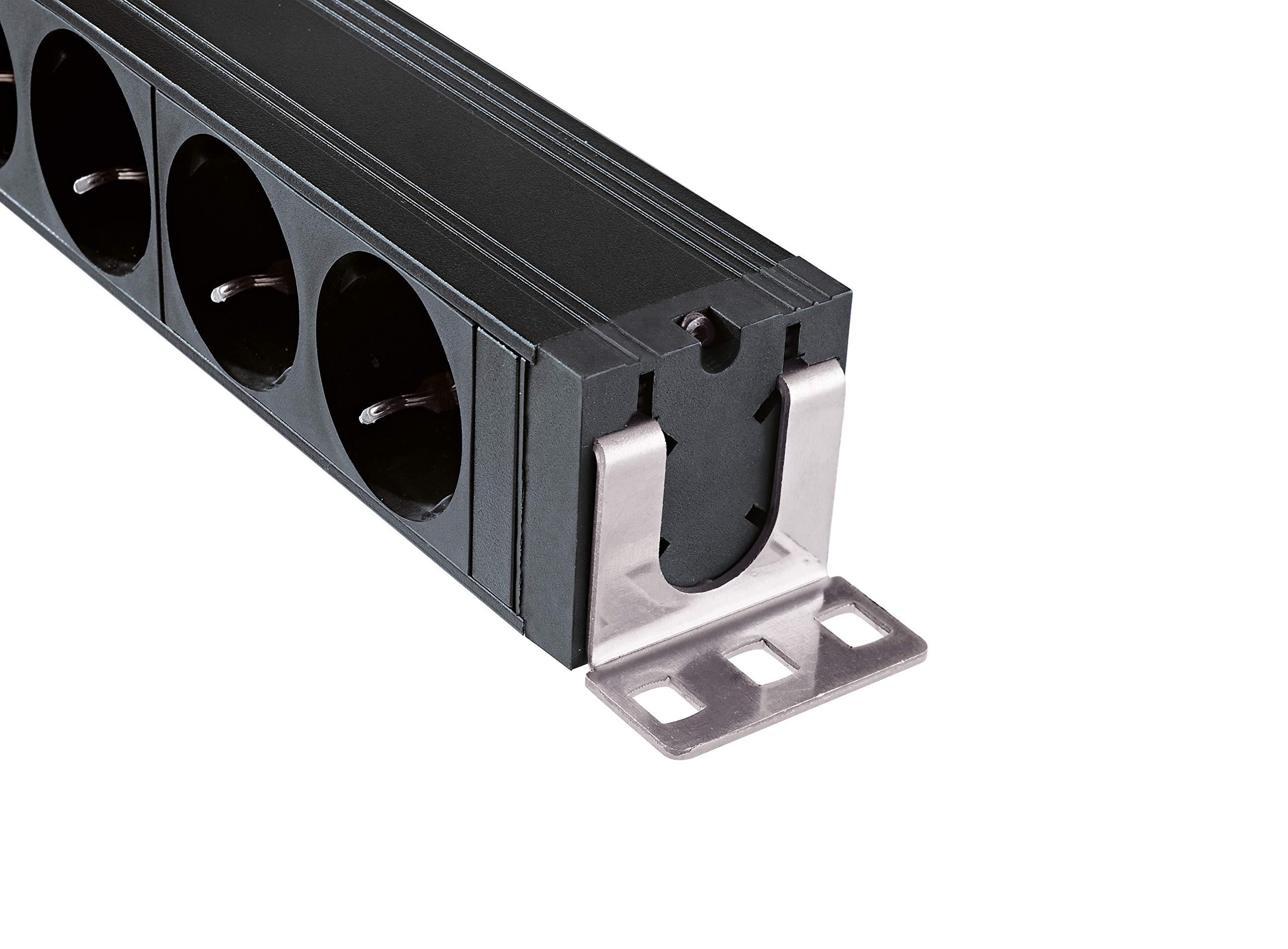 28673 19"-Power Box Schwarz – 8-fach Steckdosenleiste 1 HE für Rack und 19 Zoll Equipment – max. 3500 W