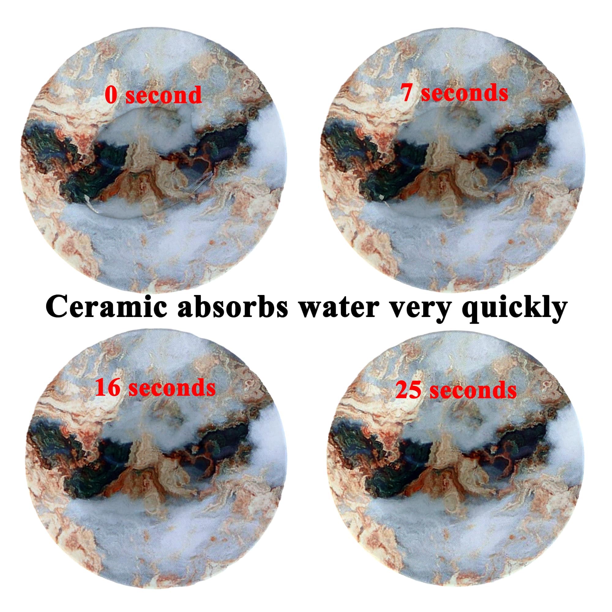 Memeyou White Marble Ceramic Coasters With Holder Absorbent Drink Coaster Set Outdoor Round Cute Table Coffee Cup Fun Cork Wine Beer Bar Gold Housewarming Gifts 6 Pack - Image 4