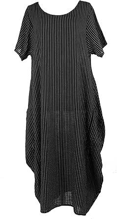 Italian Polka Dot Printed Plus Size Linen Lagenlook Dress, Made In - Foto 4