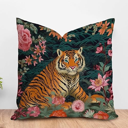 Vista 80 de ArogGeld Chinoiserie - Funda de cojín con estampado de leopardo y guepardo fucsia, con manchas de animales de vaca, color rosa oscuro, decoración