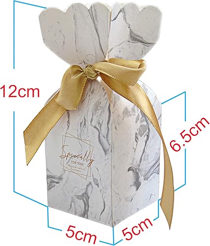 Miniatura 2 de Lontenrea 50 cajas de dulces para boda, fiesta de cumpleaños, caja de regalo con 50 cintas doradas para decoración