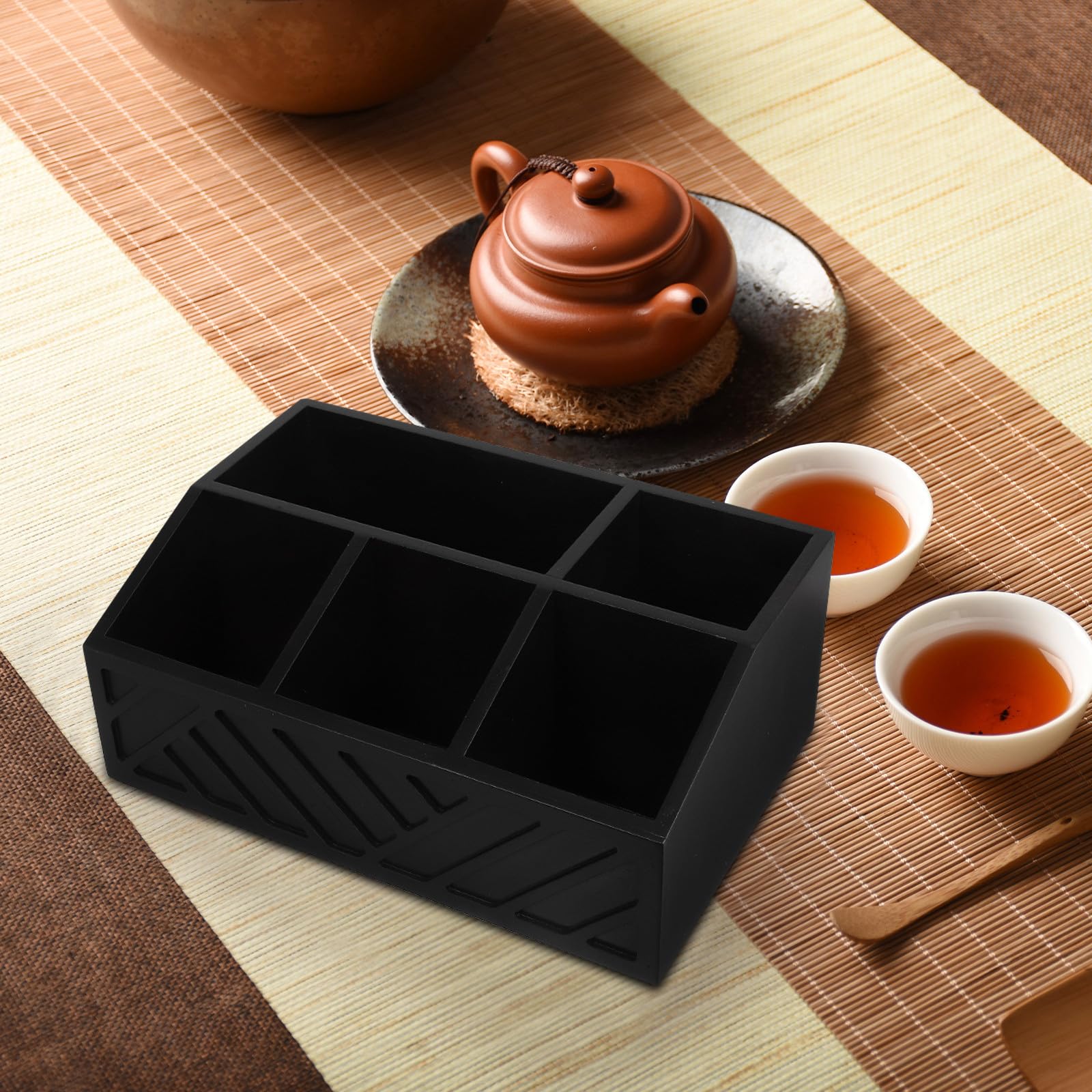 TOYANDONA Boîte Bois pour Rangement Sachets de Thé et Gobelets Papier Compartimentée Organisateur Compact pour Café et Thé Rangement Pratique pour Maison et Bureau Réutilisable