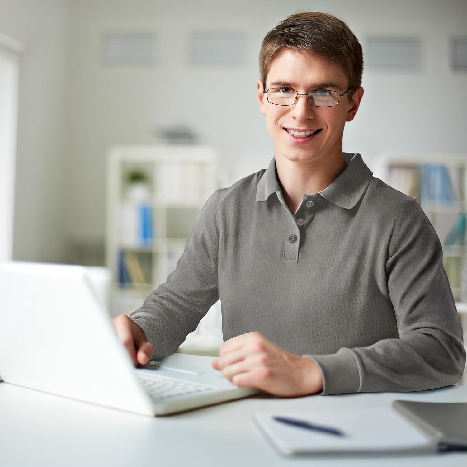 Premium Wear Long Sleeve Polo Shirt for Men, Cotton-Blend Fabric Golf Shirt with Collar, 3-Button Placket, Stain Guard - Image 6