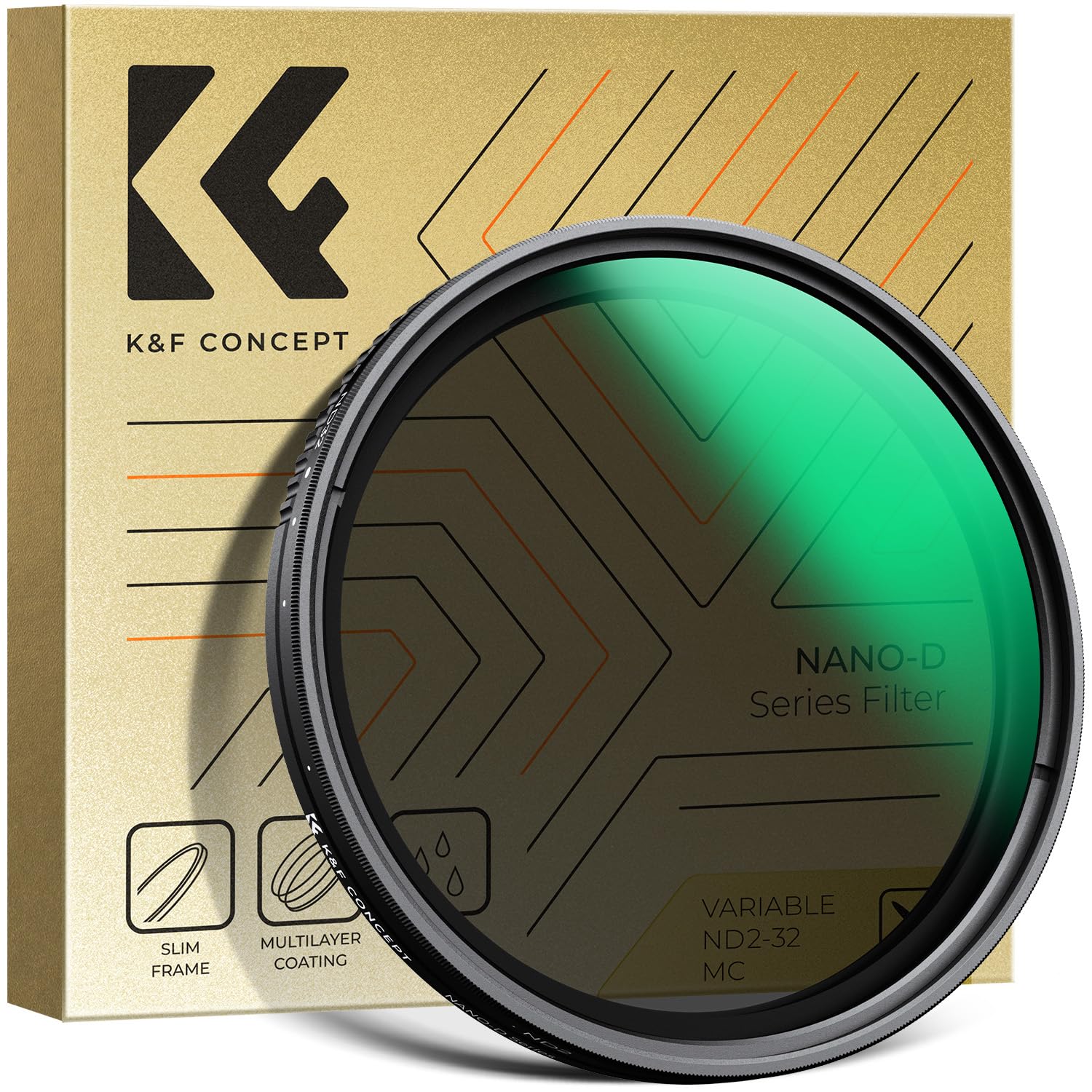 K&F CONCEPT Ø58mm Filtre ND2-ND32 1-5 Stops sans Croix Bleu ND Variable Densité Neutre pour Objectif Appareil Photo (D Série)