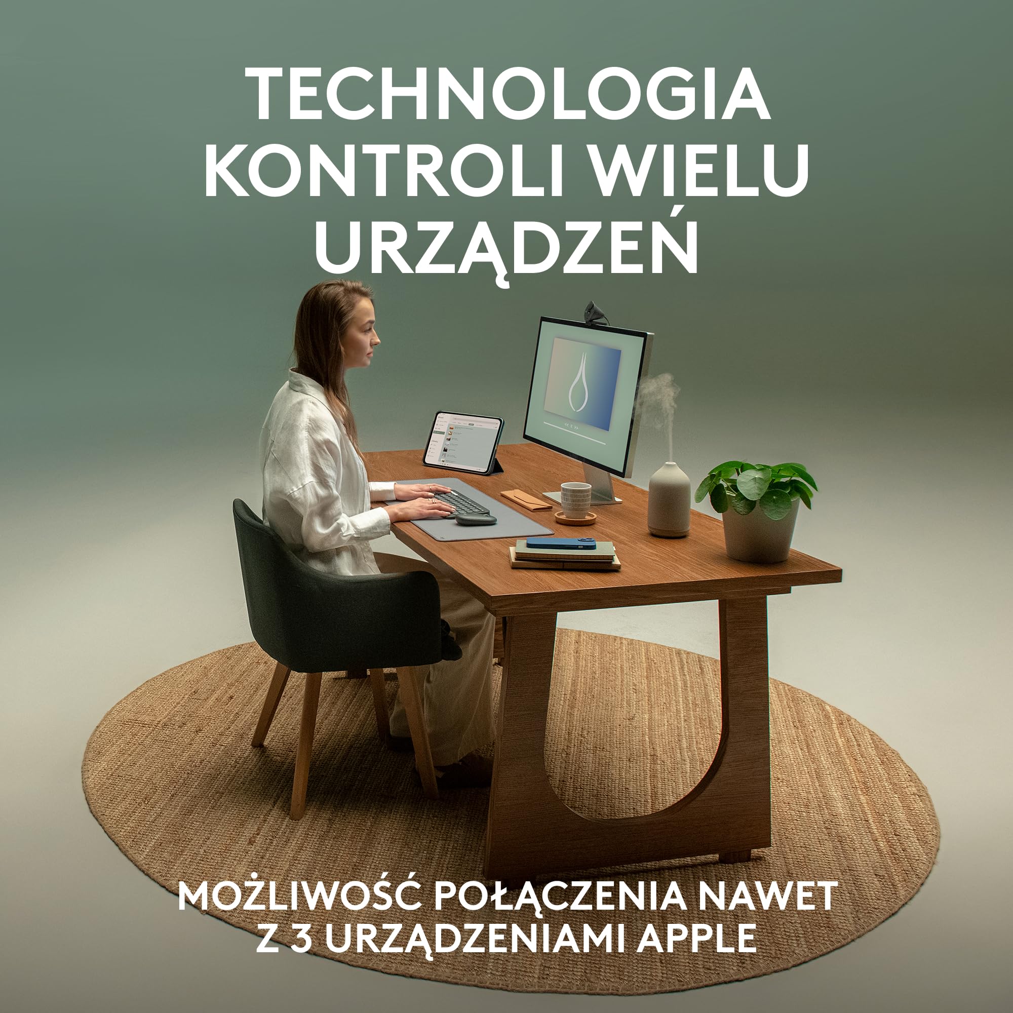 Logitech Pebble 2 Combo for Mac, bezprzewodowa klawiatura/mysz, smukła, cicha i przenośna, personalizowana, mysz/klawiatura Bluetooth, Easy-Switch,dla macOS,iPadOS,QWERTY układ US international,Grafit