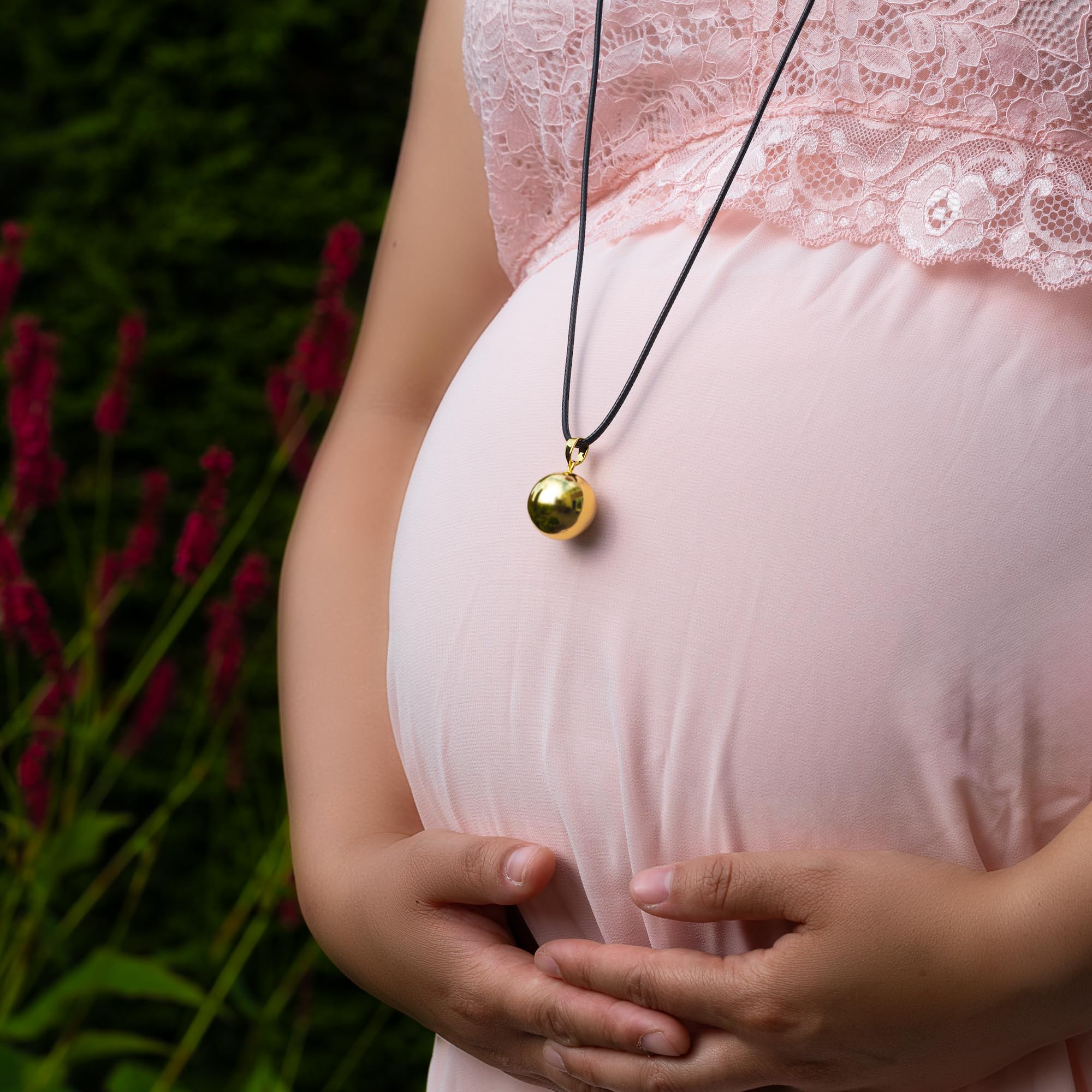 Schwangerschaftskette mit Harmonieglocke Gold - 110cm + 5cm verstellbar - Babyshower-Geschenk für werdende Mütter