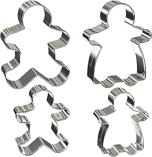 Bakerpan Stainless Steel Gingerbread Cookie Cutters, Boy and Girl Gingerbread Cookie Cutter Set - 3.5 & 4 Inch
