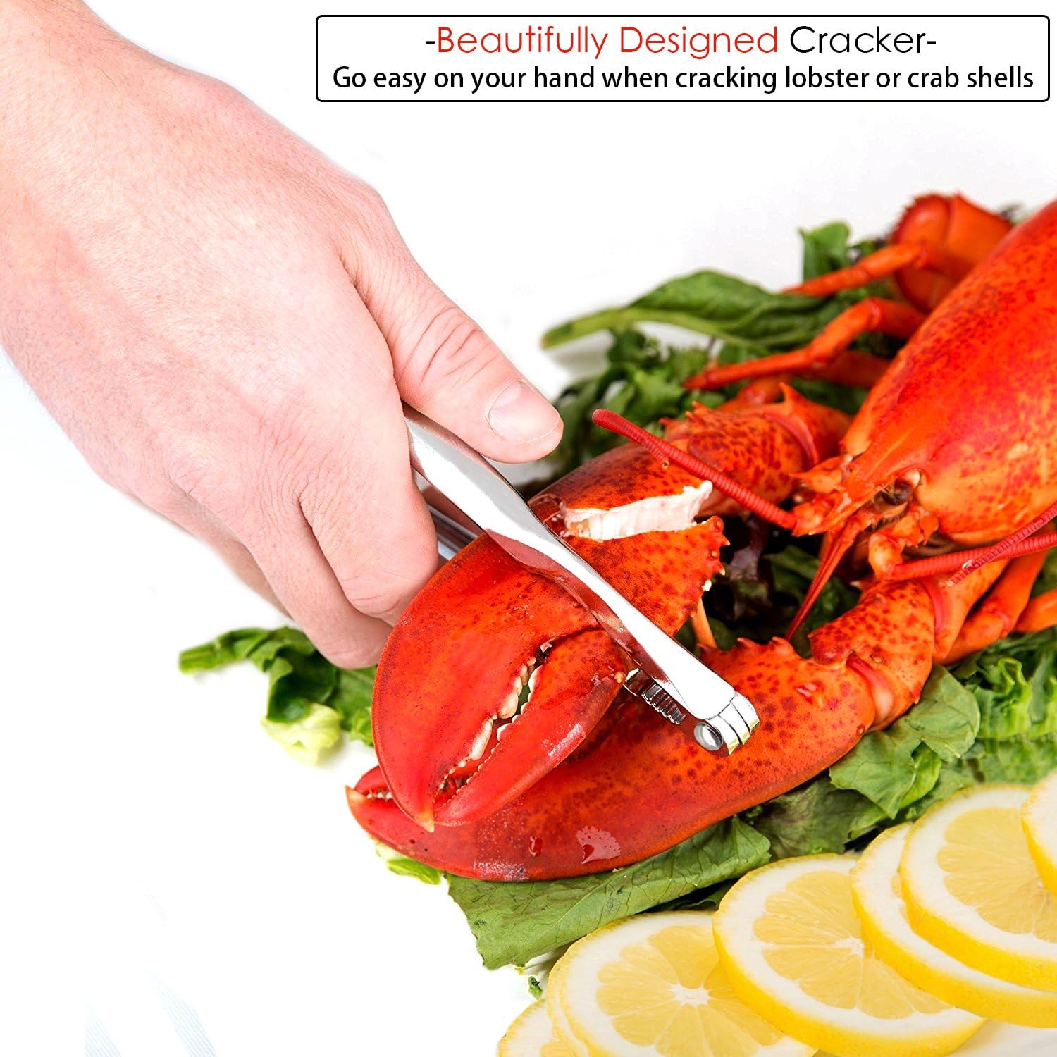 Best Utensils Seafood Tools Set Zinc Alloy Lobster Crab Cracker with 4 Seafood Forks/Picks Premium Seafood Cracker for Nut, Lobster, Crab, Crawfish, Prawns, Shrimp