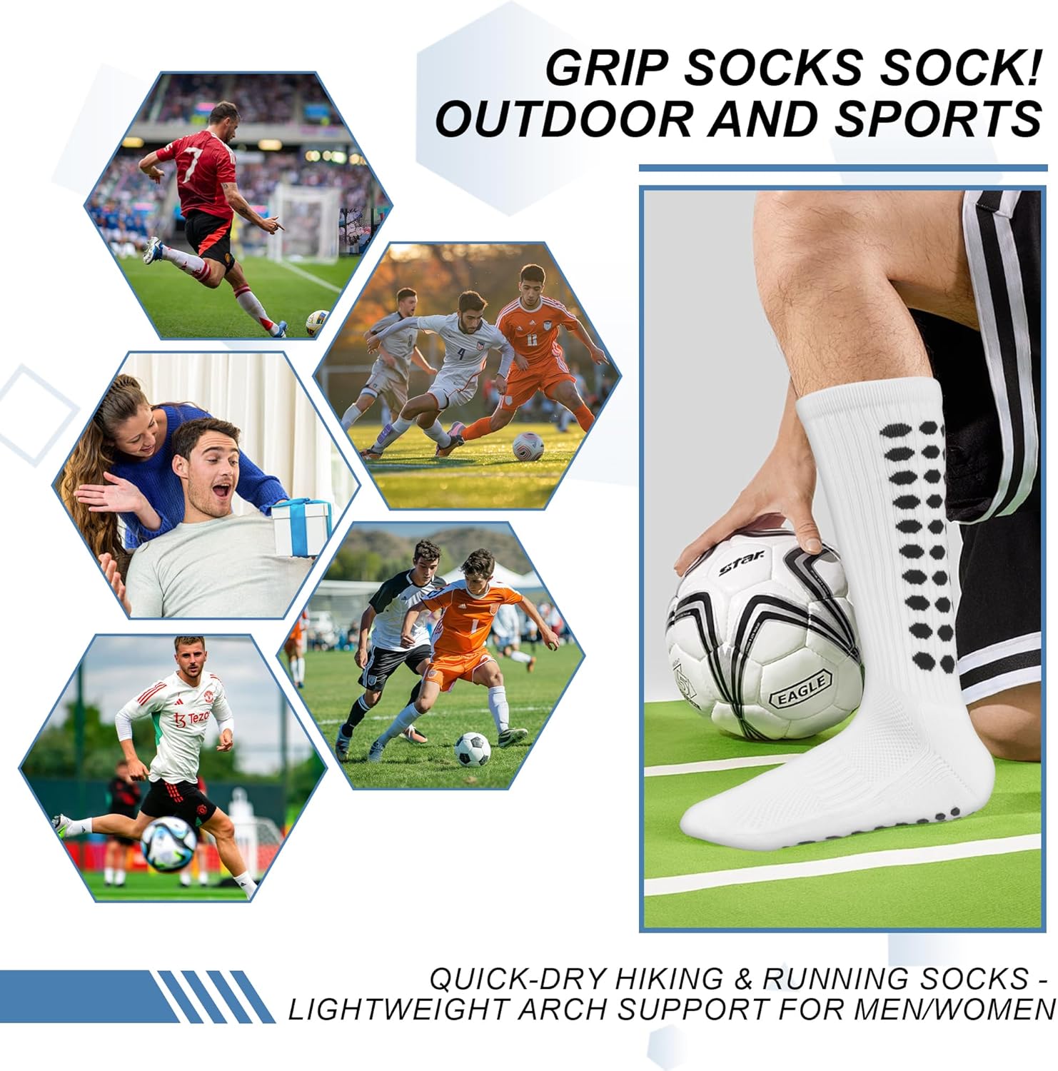 Soccer Socks with Non-Slip Grip Pads, High-Performance Football, Athletic Sports Socks for Men & Women（3 or 4 Pairs ） - Image 6