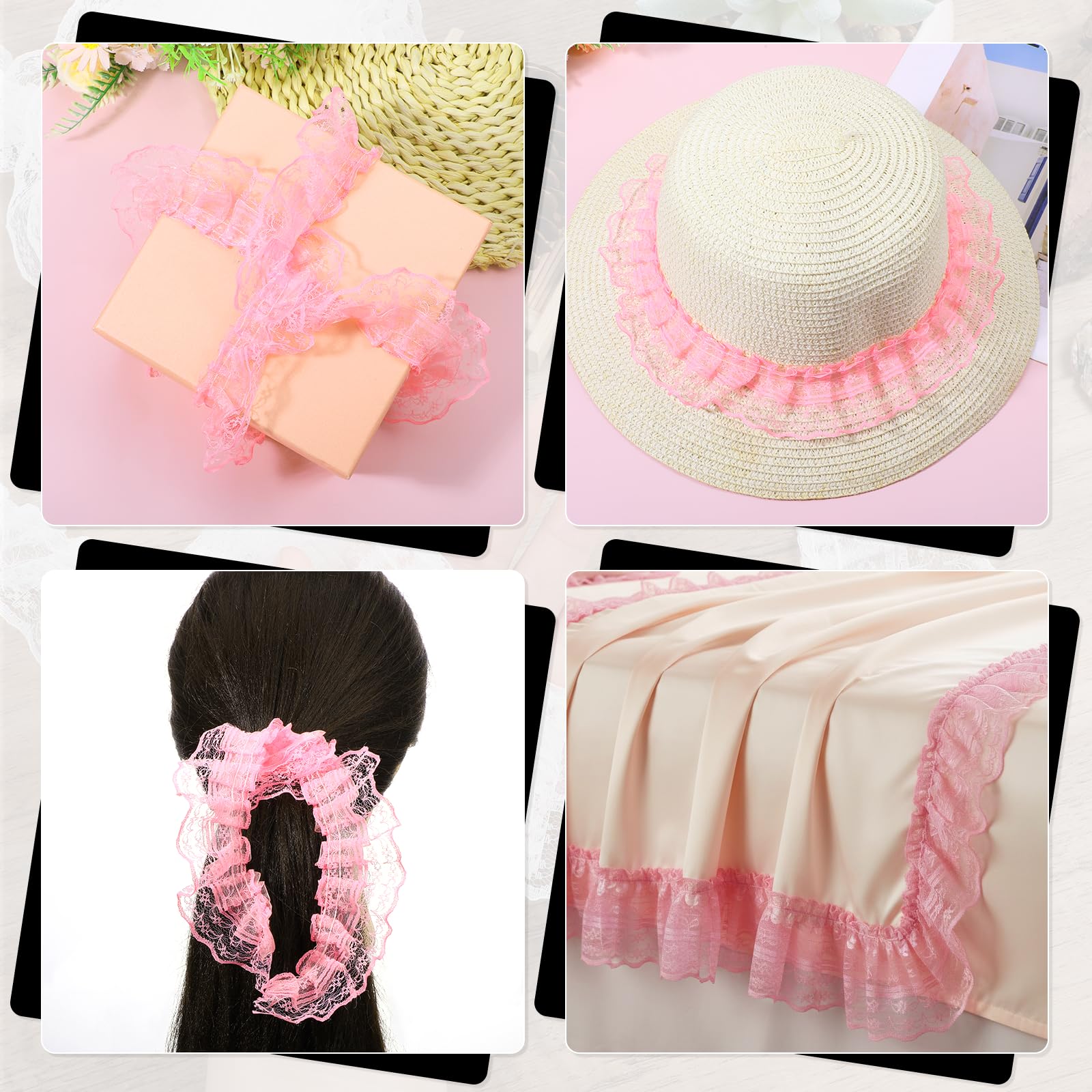 5 m kantlint, vintage roze kant, 4,5 cm, dubbellaagse ruches, kanten rand, vintage kantstof, decoratielint voor doe-het-zelf knutselen, naaien, bruiloft, geschenkdoos, decoratie 5 m kantlint, vintage roze kant, 4,5 cm, dubbellaagse ruches, kanten rand, vintage kantstof, decoratielint voor doe-het-zelf knutselen, naaien, bruiloft, geschenkdoos, decoratie
