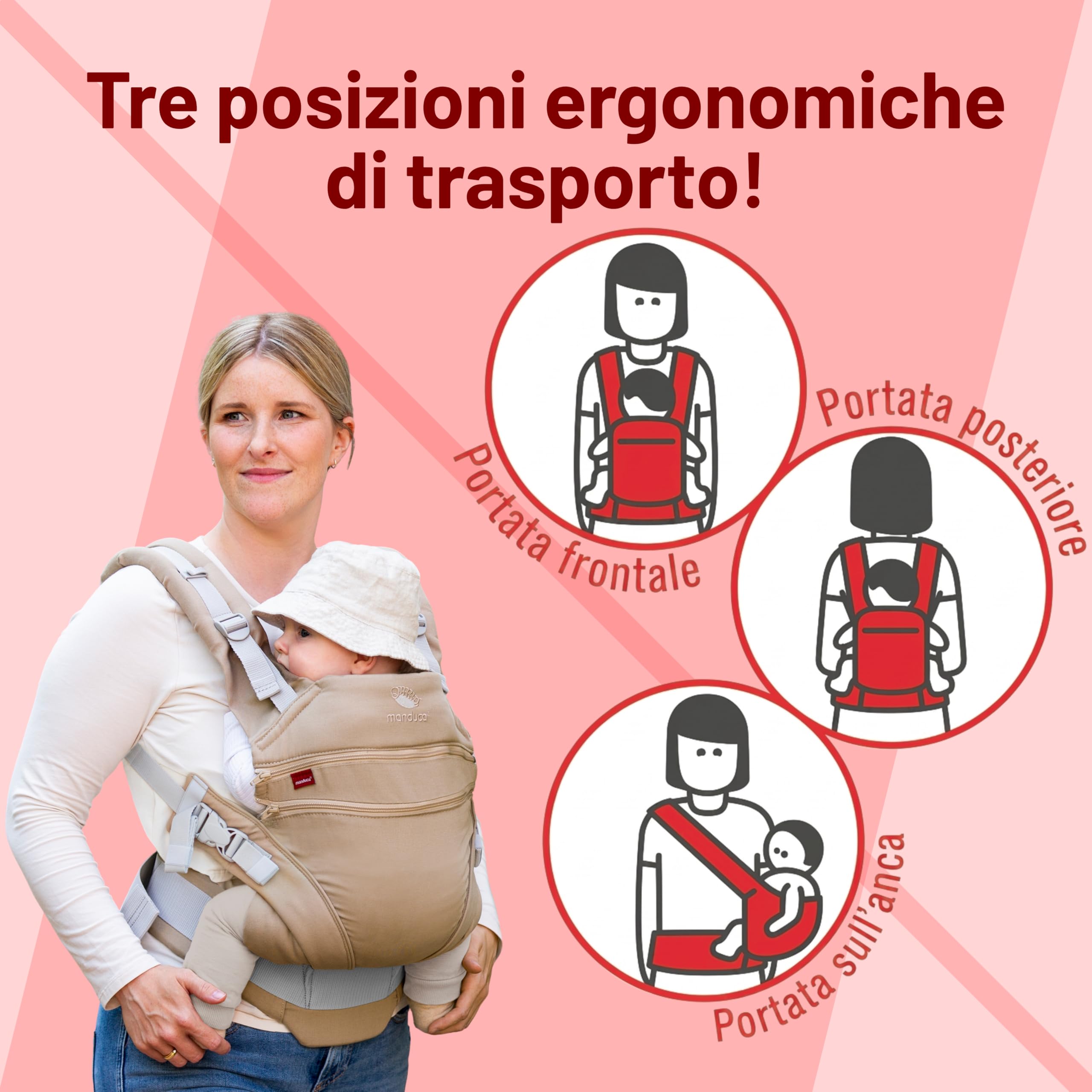Manduca Xt Marsupio Bambino, Uno per Tutti, Marsupio Ergonomico e Flessibile Con Seduta Regolabile per Neonati e Bambini Fino a 20kg, XT Cotton Edition, Cotone Biologico Denim Nero + Caramello