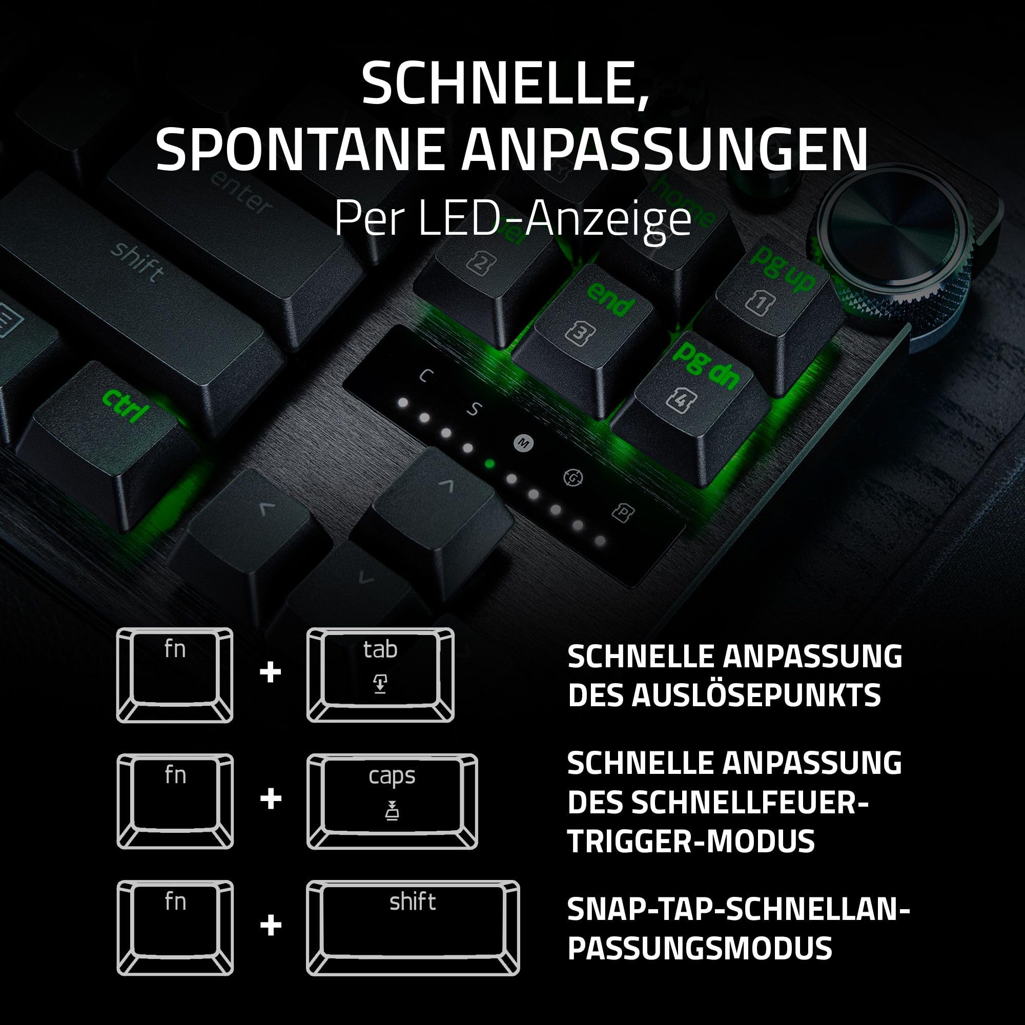 Razer Huntsman V3 Pro Tenkeyless - Analoge optische TKL E-Sport PC Gaming-Tastatur ohne Ziffernblock - Snap Tap - Rapid Trigger - Digitaler Drehregler & Steuerungstaste - QWERTZ DE-Layout | Schwarz