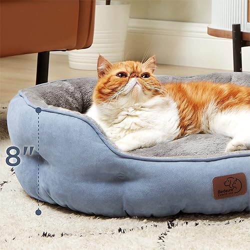 Miniatura 3 de Bedsure Camas lavables para perros, camas redondas con parte inferior antideslizante para gatos de interior, cachorros y gatitos, 25 pulgadas, azul