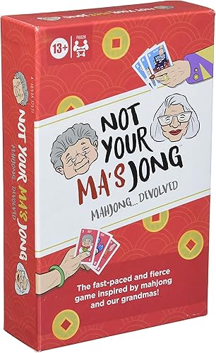 Hasbro Gaming Not Your Ma's Jong, un juego de cartas de ritmo rápido para 3-4 jugadores inspirado en Mahjong y 2 abuelas, divertido juego de fiesta