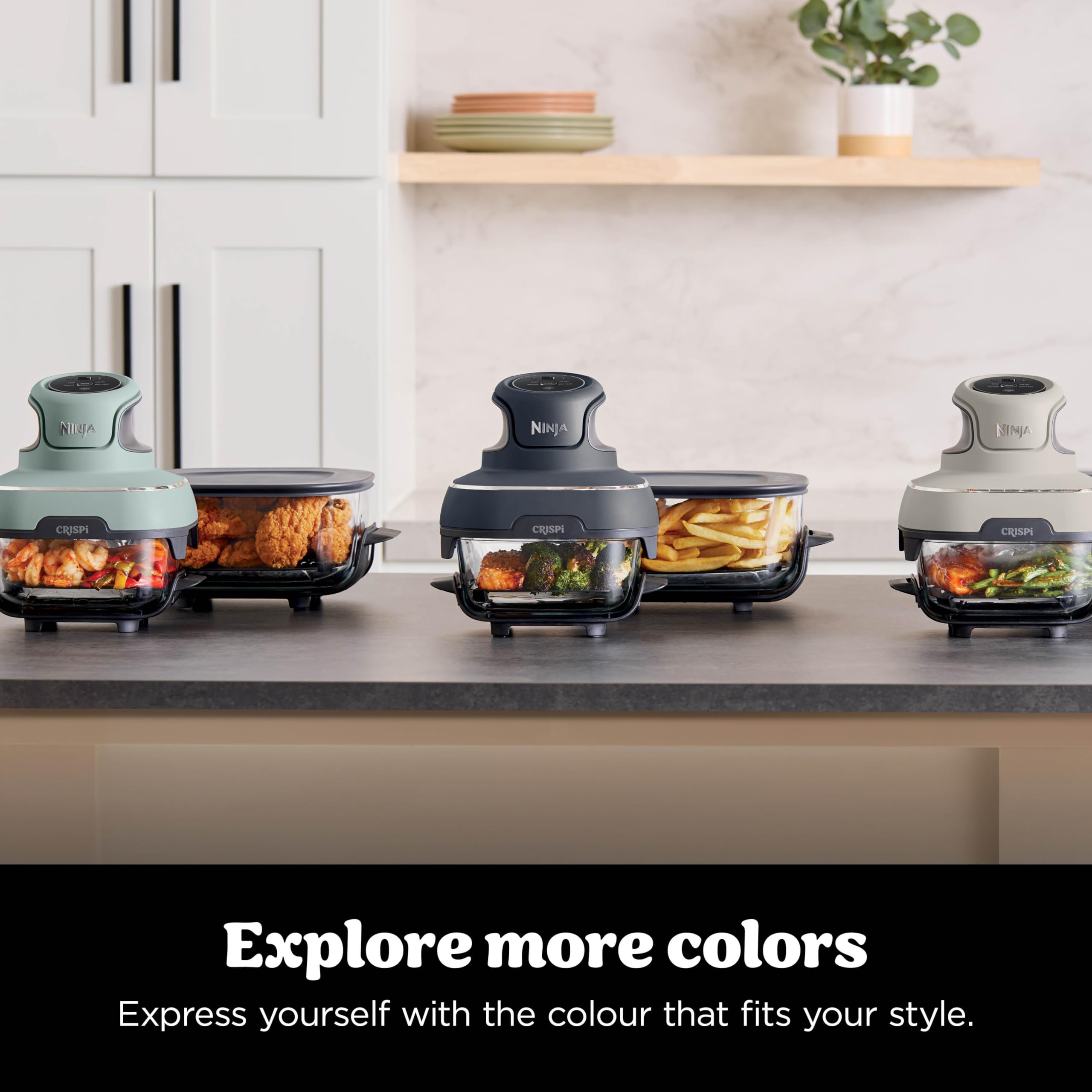 Ninja CRISPi Portable Air Fryer, 3.8L, 4-in-1: Air Fry, Roast, Keep Warm, Recrisp, Space Saving Compact Design, 2x Removable Glass Containers & Lids, 1700W, Cyber Space Blue FN101UKGY — view 15