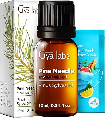 Gya Labs - Aceite esencial de pino para aliviar el dolor y enfoque, de uso tópico para dolores musculares, leñoso y fresco para relajarse y limpiar