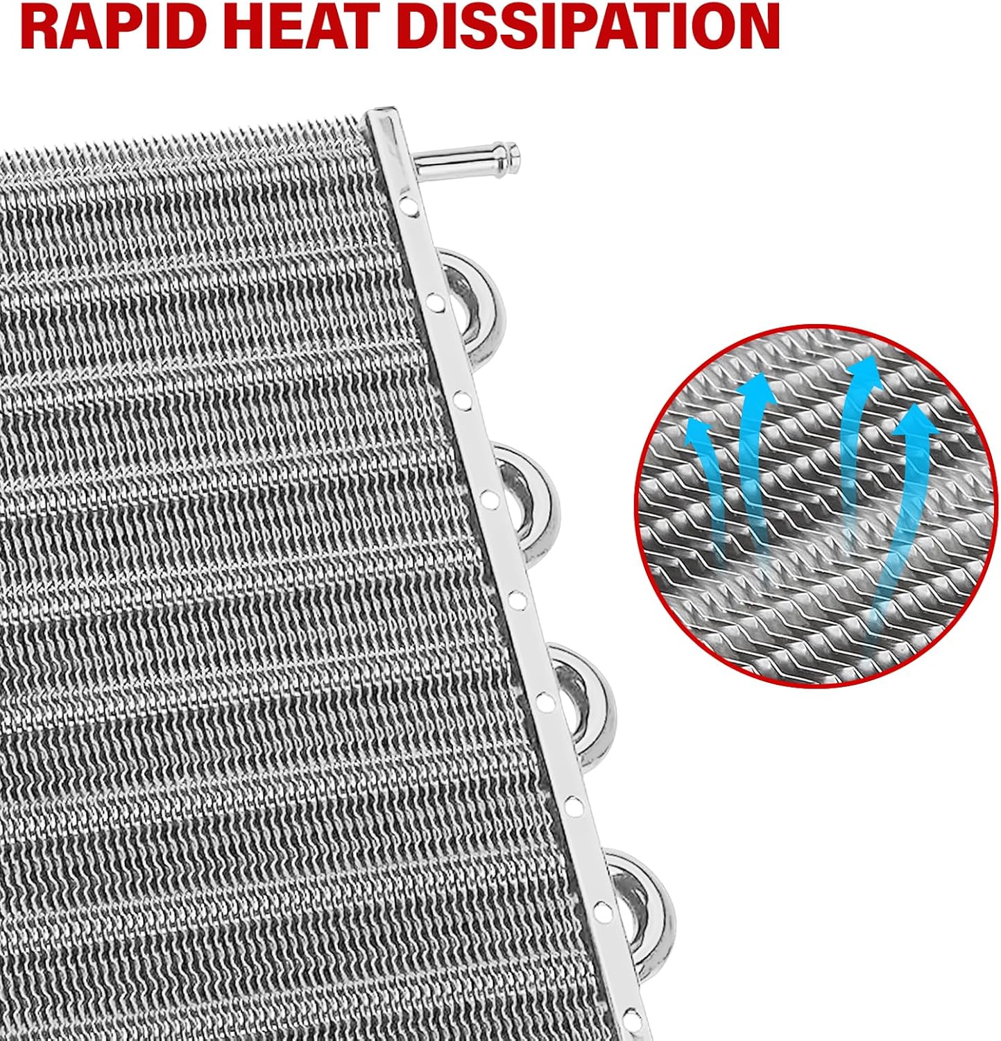 10 Pass Aluminium Transmission Oil Cooler, Remote 5/16" Engine Oil Cooler Radiator, with Hose Mounting Kit (Silver)