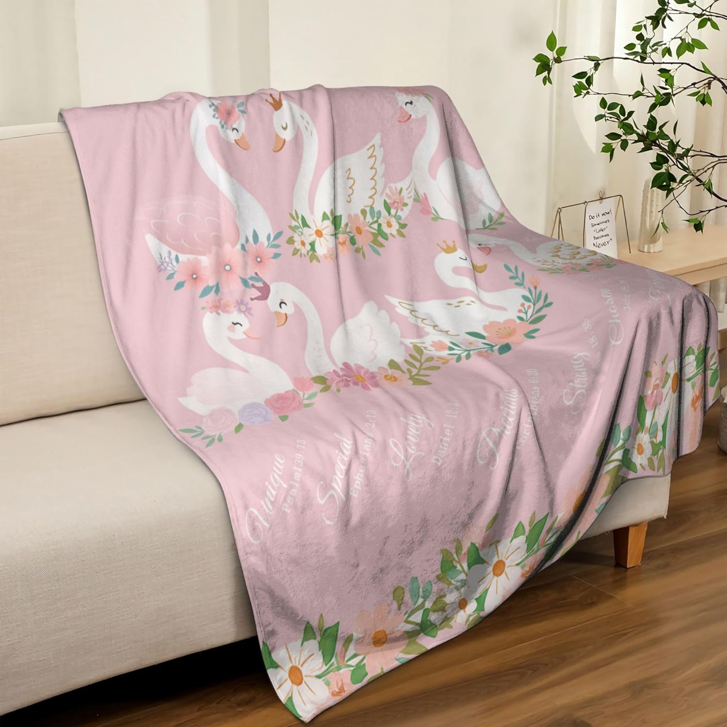 Goose Throw Blanket God Says You are Warm Scripture Decor Soft Flannel Christian Bible Verse Blanket Religious Gooses Gifts for Kids Boys Girls Men Women 40" X 50" - Image 3