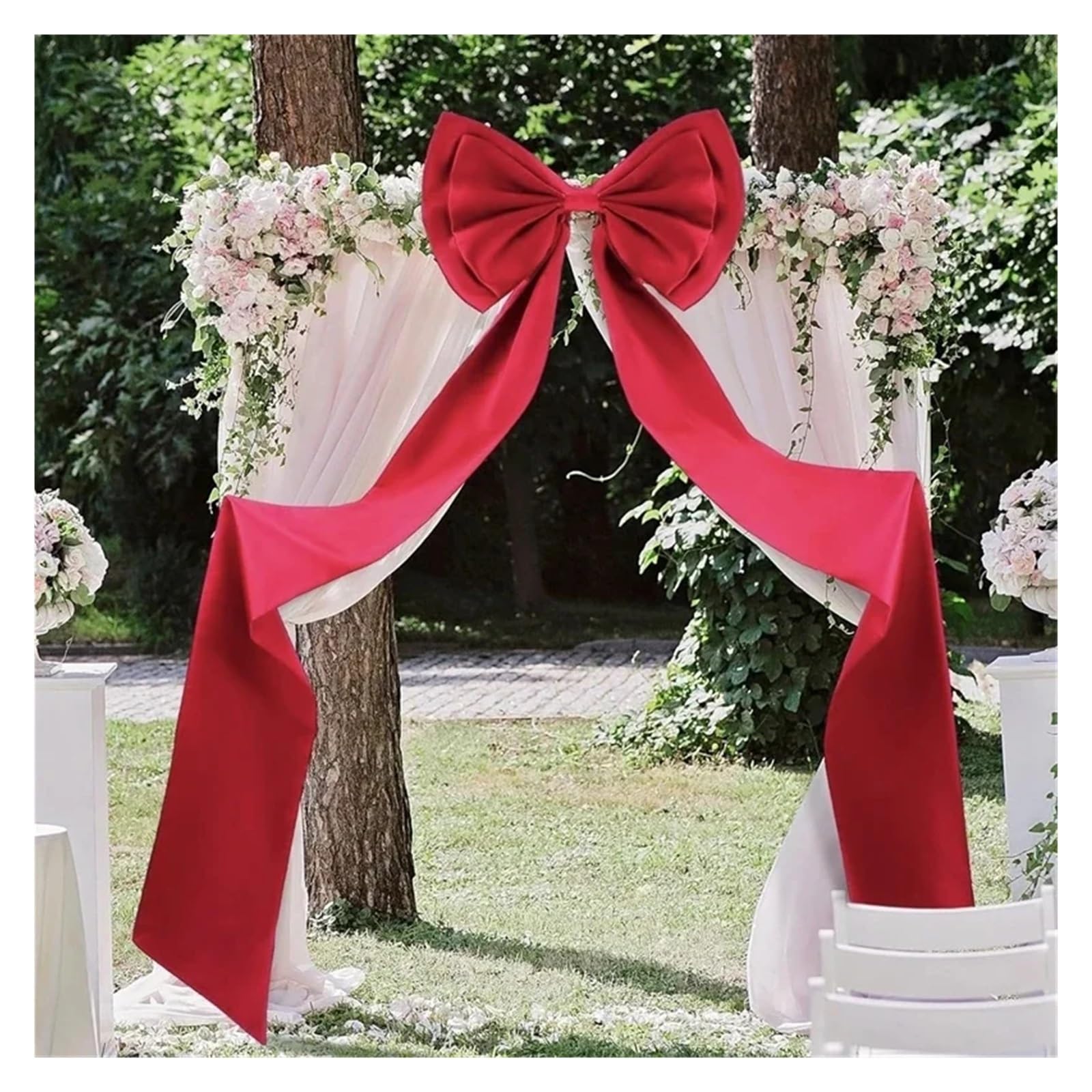Generico Fiocco Grande,Satin Ribbon Bow Decorazioni Arco Decorativo Gigante con Fiocco Bianco for Cerimonia Nuziale, Festa di Compleanno, Sfondo Fotografico - Elegante Design in Tessuto(A1)