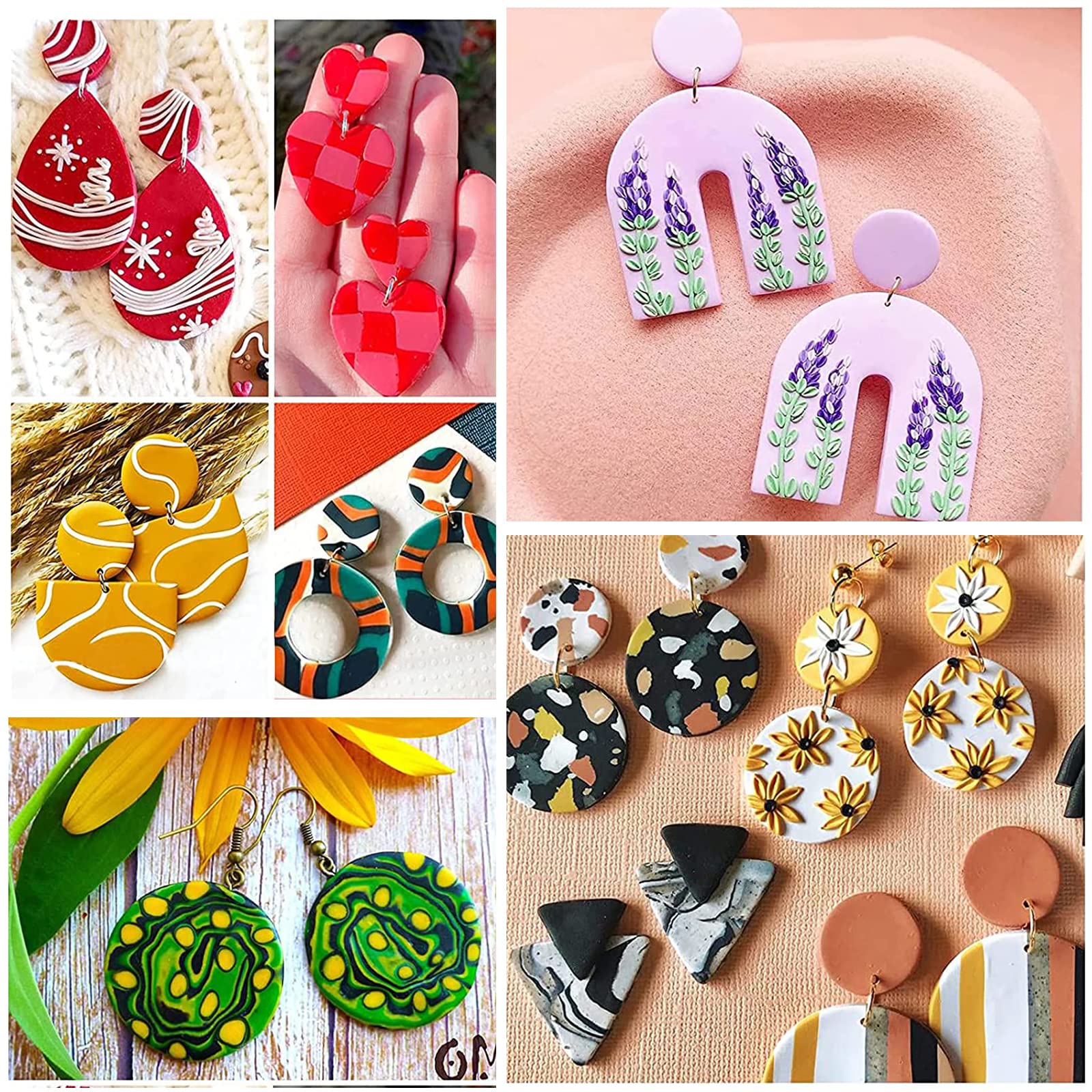 DuzLink Lot de 142 emporte-pièces en argile polymère pour la fabrication de bijoux avec crochets, anneaux ouverts, fermoirs et cartes