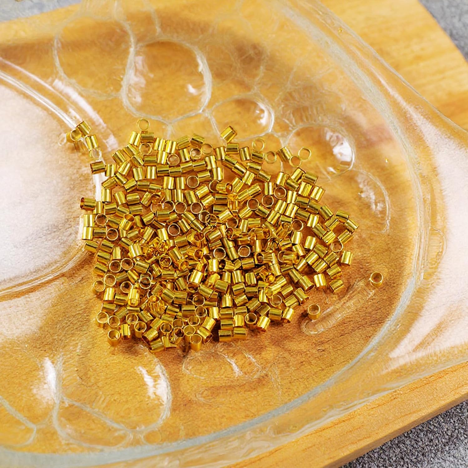 500Pcs Gold Crimp Beads for Jewelry Making, 2x2mm Crimping Beads, Crimp Tubes Stoppers to Secure The Ends of Jewelry Strings Accessories for DIY Craft Making, Copper - Image 3