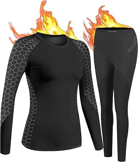 UNIQUEBELLA Damen Thermo-unterwäsche Set, Thermoshirt Damen Langarm, Skiunterwäsche Damen Winter Funktionsunterwäsche Set, Winter Thermo Base Layer für Alltag für Skifahren…